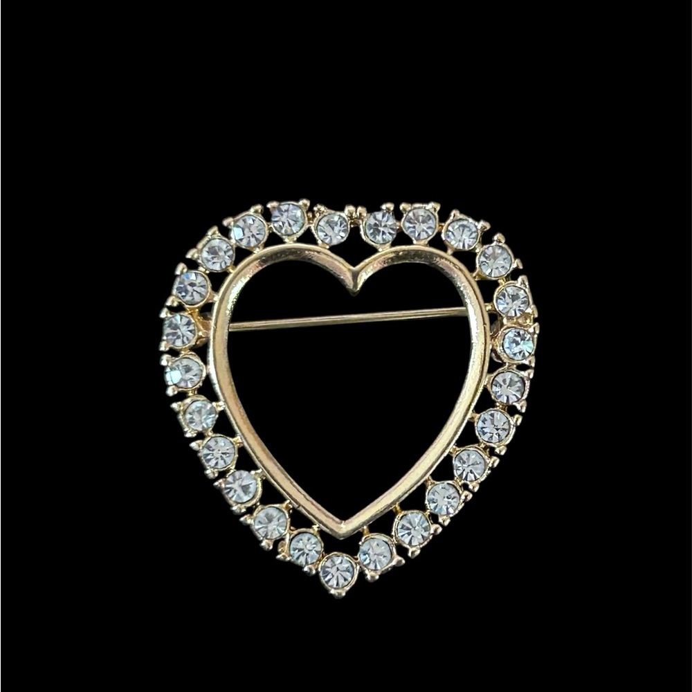 Elegant Gold and Silver Heart Brooch